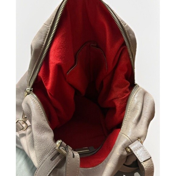 Cromia Purse Bag Hobo Beige Tassel Logo Strap Handles Goat Skin Italy - Picture 12 of 13